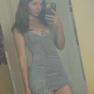 Gray Runched Mini Dress